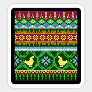 Cross Stitch, Ethnic Pattern, Pixel Seamless, Hen Pattern Sticker